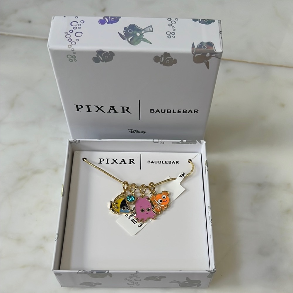 Disney BaubleBar Pixar Finding Nemo Necklace with Colorful Character Charms - Picture 2 of 2